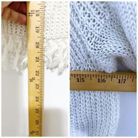 J.Crew linen short sleeve sweater with fringe hem, size XXS, off white, ecru - Picture 6 of 6